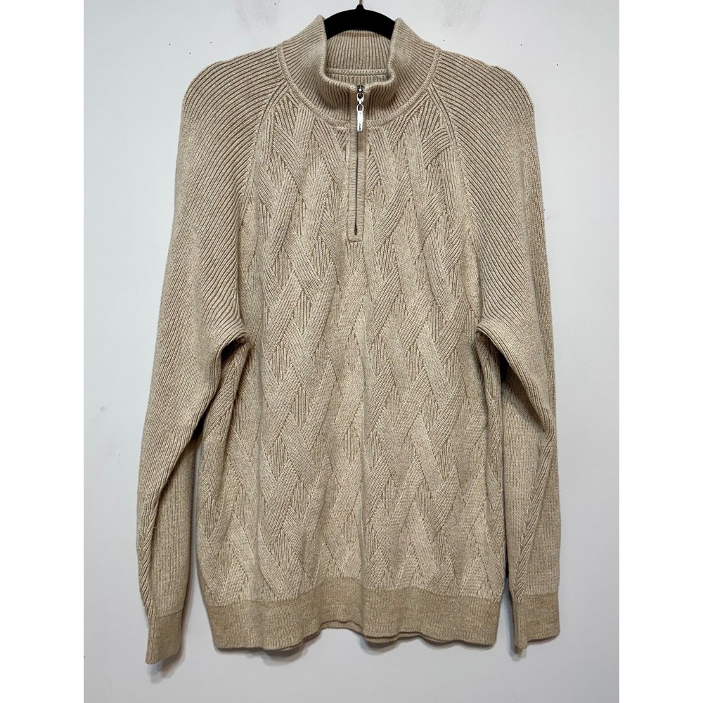 Tommy Bahama Men's Chunky Cable Knit 1/4-Zip Sweater‎ Large Classic Prep Capsule